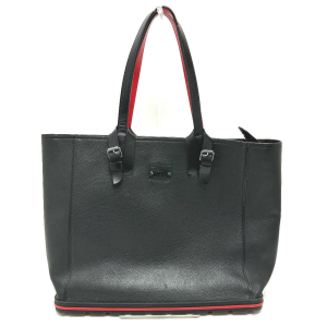 Christian Louboutin Tote Bag leather black logo mens Used Authentic