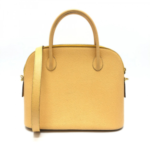 CELINE Shoulder Bag leather Yellow beige type Vintage Bowling 2WAY Sho
