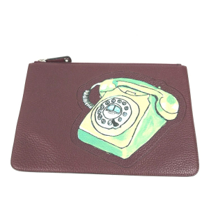 FENDI Clutch bag 7N0078 leather Brown type Pouch pouch Telephone Desig