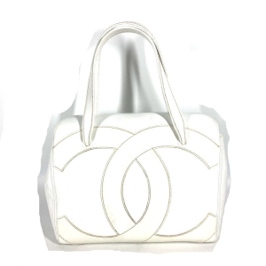 CHANEL Shoulder Bag Caviar skin white shoulder bag Deca COCO Mark CC W