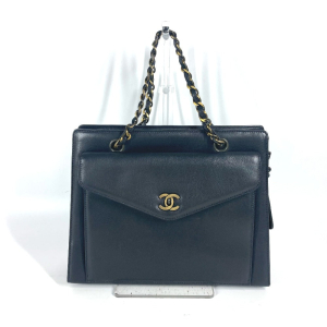CHANEL Shoulder Bag leather black WChain CC COCO Mark Women Used Authe
