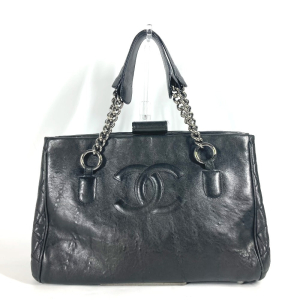 CHANEL Shoulder Bag Calf leather black shoulder bag CC COCO Mark