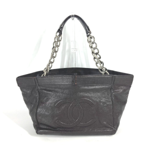 CHANEL Shoulder Bag Caviar skin Brown WChain CC COCO Mark DecaCoco