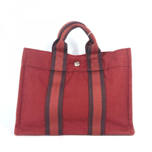 HERMES Handbag canvas Red Fool ToePM Women Used Authentic