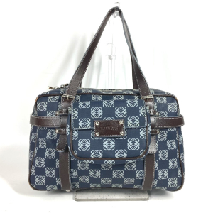 LOEWE Boston Duffel bag PVC / Leather Navy Shoulder Bag Shoulder Bag A