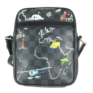 LOUIS VUITTON Shoulder Bag Graphite canvas black Damier Graphite Map D