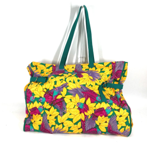 HERMES Shoulder Bag canvas green vintage Bird pattern Women Used Authe