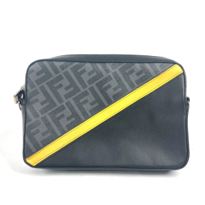 FENDI Clutch bag 7M0286 Leather / PVC black business bag Zucca logo