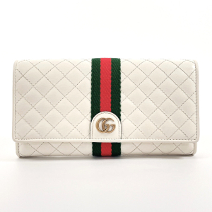 GUCCI Long Wallet Purse 536451 leather white quilting GG Marmont