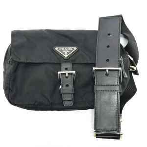 PRADA Waist bag Nylon / leather black Triangle logo Sling bag mens Use