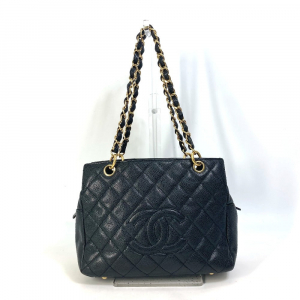 CHANEL Shoulder Bag Caviar skin black CC COCO Mark Matrasse quilting W
