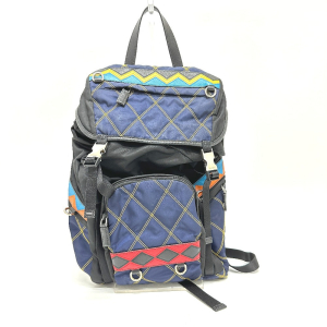 PRADA Backpack Nylon / leather multicolor Quilting Multi mens Used Aut