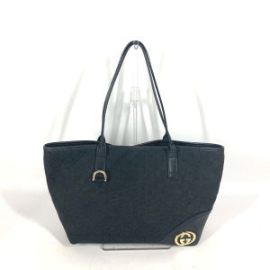 GUCCI Shoulder Bag 169946 GG canvas / leather black GG New Brit Tote B
