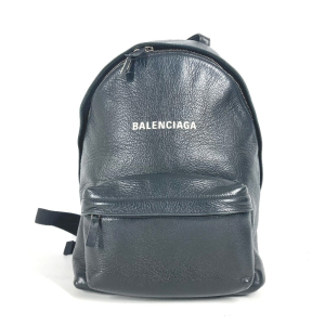 BALENCIAGA Backpack 552379 leather black Everyday logo mens Used Authe