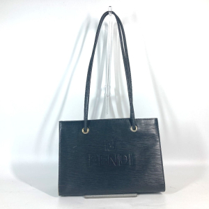 FENDI Shoulder Bag leather black vintage logo Women Used Authentic