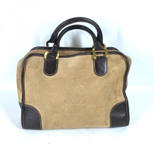 LOEWE Handbag Leather / suede beige Amazona 32 logo
