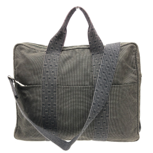 HERMES Business bag canvas gray 2WAY Shoulder Bag Her Line mens Used A
