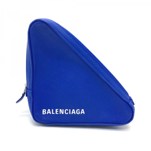 BALENCIAGA Pouch 476976 leather blue Triangle triangle