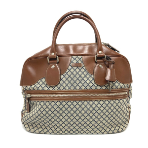 GUCCI Boston Duffel bag 231838 Leather / canvas Brown x gray Diamante