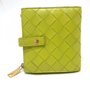 BOTTEGAVENETA Folded wallet 600270 leather green INTRECCIATO