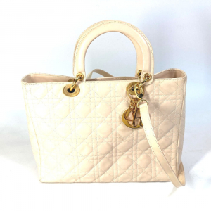 Dior Handbag Patent leather Beige type Lady Dior LADYDIOR Canage Women