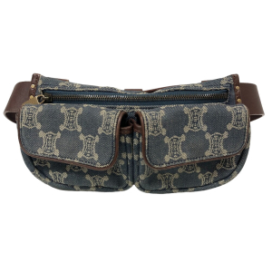 CELINE Sling bag Denim, Leather blue Waist pouch Macadam Triomphe Wome