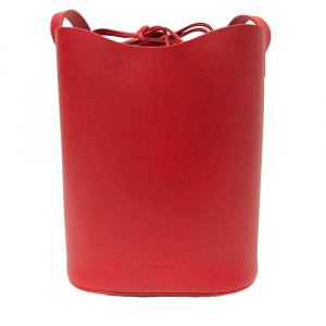 IL BISONTE Shoulder Bag leather Red Women Used Authentic