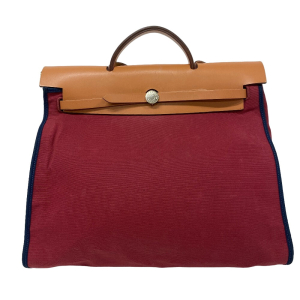 HERMES Handbag Leather, Canvas Brown Herbag Zip MM
