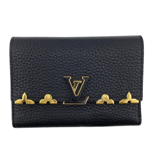 LOUIS VUITTON Tri-fold wallet M82764 leather black Portefeuille Capuci
