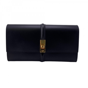 CELINE Long Wallet Purse leather black 16 saises
