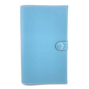 HERMES Long Wallet Purse Ever Calfskin blue RMS Tutankhamun