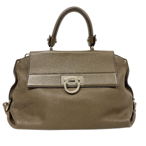 Salvatore Ferragamo Handbag leather khaki Gancini Sofia