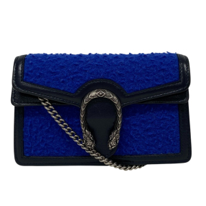 GUCCI Shoulder Bag 476432 Wool, Leather blue Duosonis