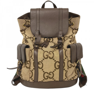 GUCCI Backpack 678829 Canvas, Leather Brown Jumbo GG