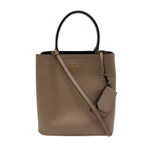 PRADA Handbag leather beige Saffiano cuir Panniers
