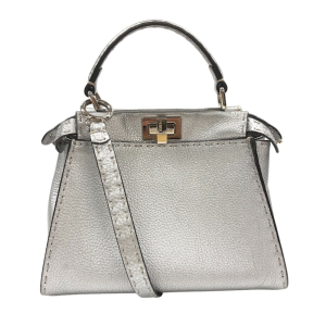 FENDI Handbag 8BN244 leather Silver Mini Pea Kaboo 2way