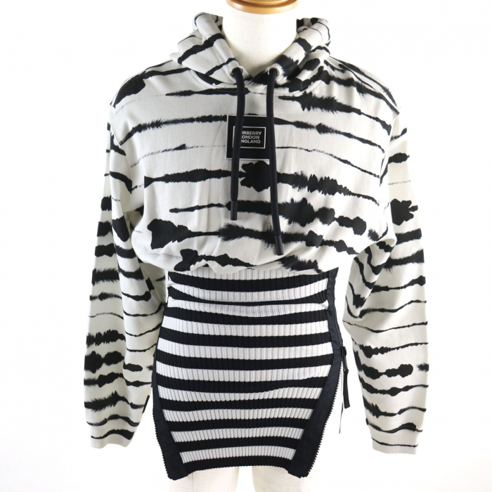 BURBERRY Hoodie 4563724 cotton White black Watercolour Print Reconstru