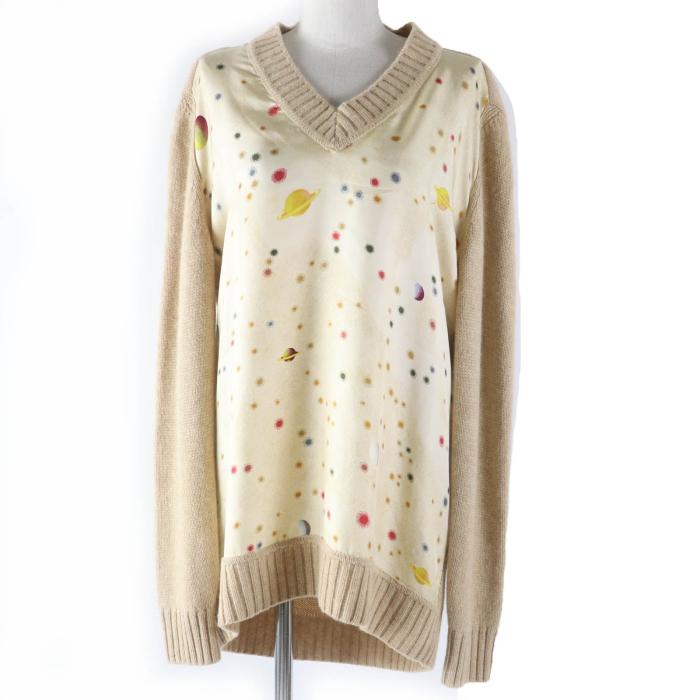 HERMES knit silk beige L