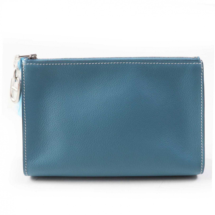 HERMES Pouch Evercolor new blue gene Zip Angor PM
