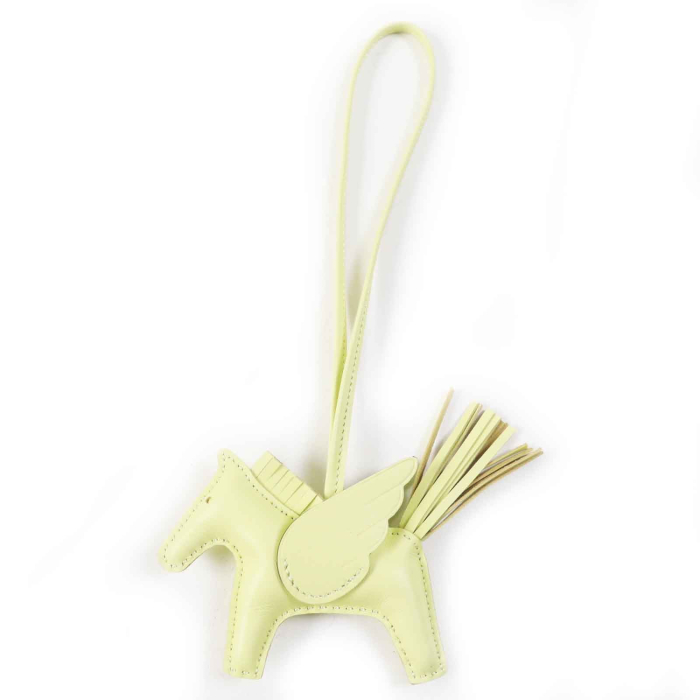 HERMES Bag charm Anjou Miro Vous Swift Light yellow Rodeo Charm Pegasu