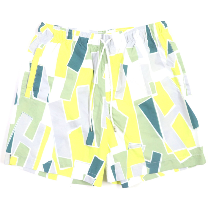 HERMES Shorts Nylon Yellow Green Multi S