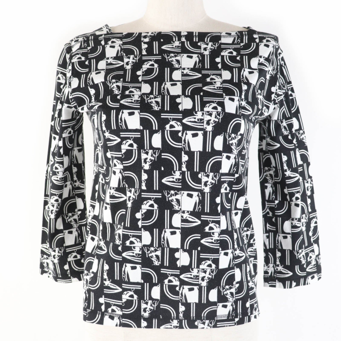 HERMES Cut cotton Black White BRIDES DE GALA en Desordre Ceremonial br