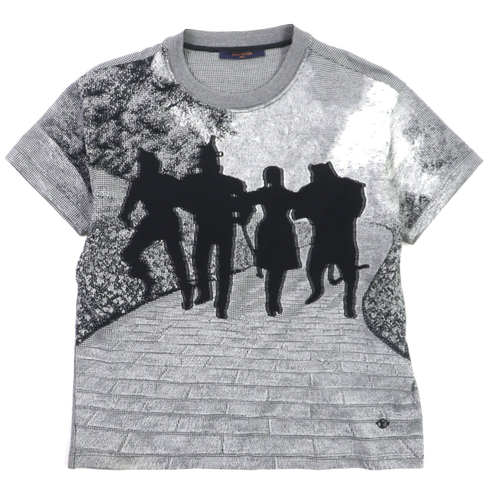 LOUIS VUITTON Short sleeve T-shirt cotton Black Grey Plain Rainbow XS