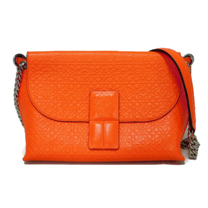 LOEWE Shoulder Bag Calfskin (Anagram embossed) Orange Repeat anagram A