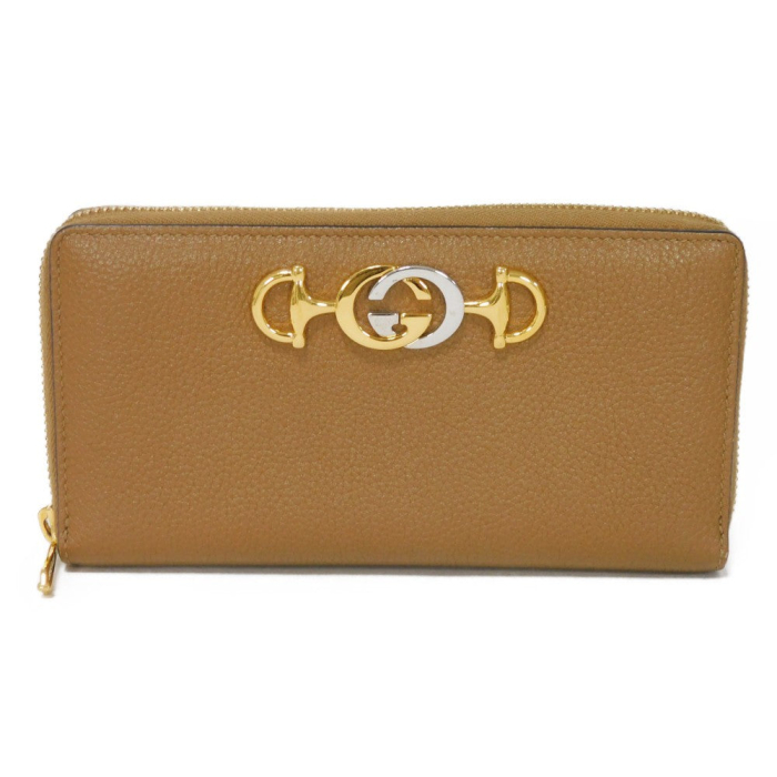 GUCCI Long Wallet Purse 570661 1B90X 2837 Grain leather (embossed) Bro