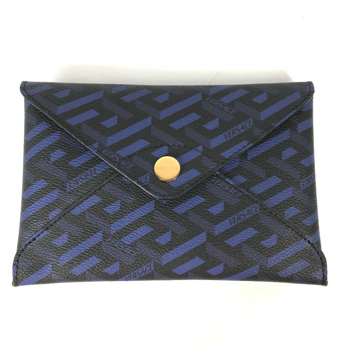 VERSACE Pouch leather blue Gureka