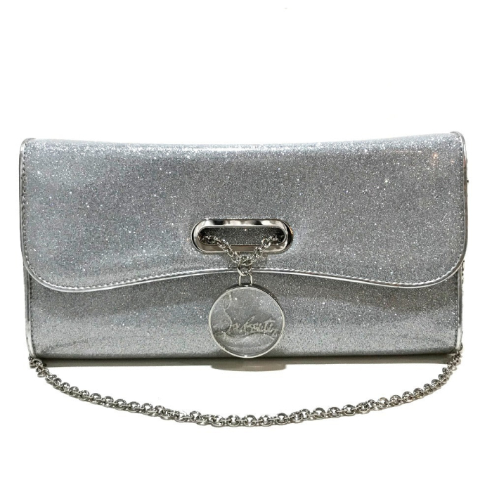 Christian Louboutin Clutch bag 1145132 PVC Silver Glitter Riviera Wome
