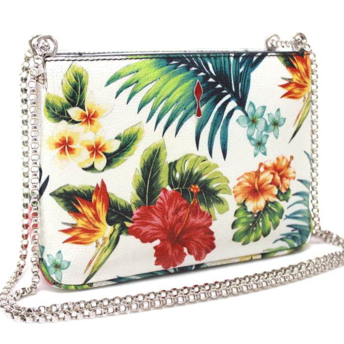 Christian Louboutin Shoulder Bag Patent calf leather white Botanical P