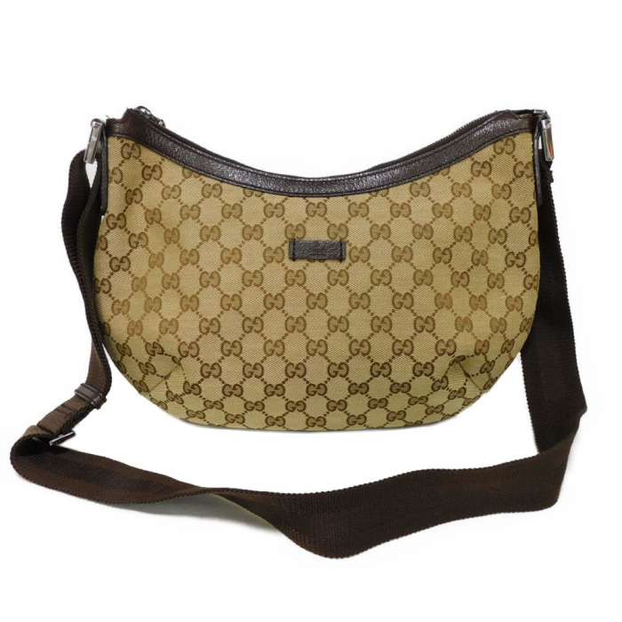 GUCCI Shoulder Bag 181092 GG canvas x calf leather beige GG canvas log