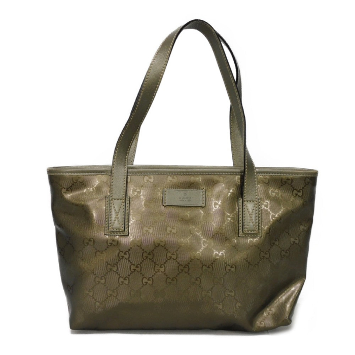 GUCCI Tote Bag 211138 GG Imprime Canvas (PVC coating) Metallic khaki L